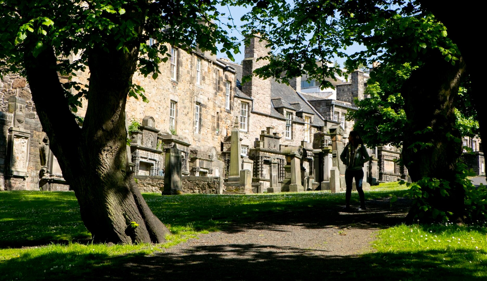 Greyfriars Graveyard silhoulette of tourist