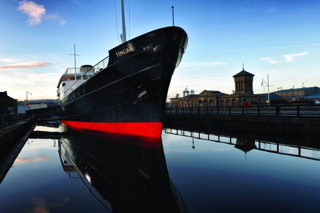 An exterior view of the hull of Fingal, berthed at the Port of Leith. , Jeremy Rata