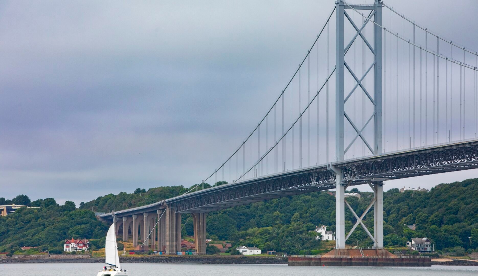 Forth Road Bridge with Sailing Boat