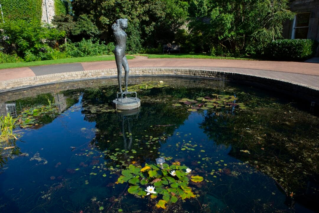 Botanic Garden view of pond and statue