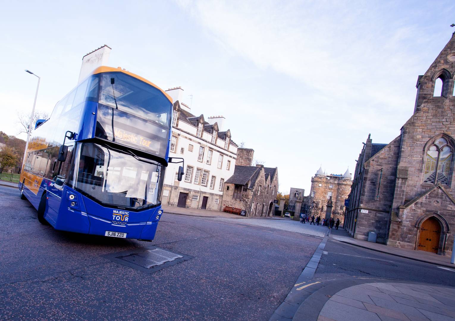 Edinburgh Bus tour passing Palace of Holyrood House