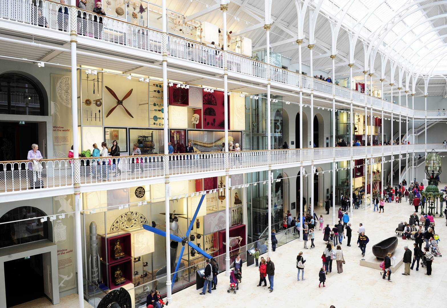 The Grand Gallery at the National Museum of Scotland filled with visitors. , National Museums Scotland