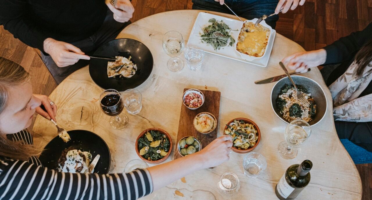 Hendersons table with food flatlay