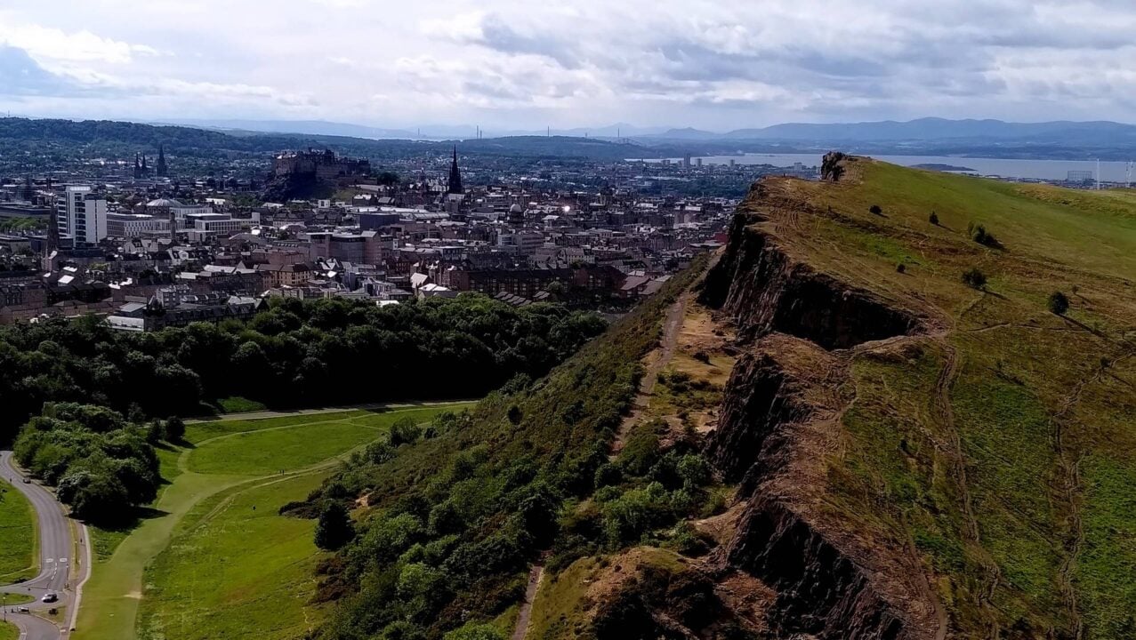 Holyrood Park: view from Arthur's Seat looking to Salisbury Crags and Edinburgh Castle,© Angus Miller, Geowalks