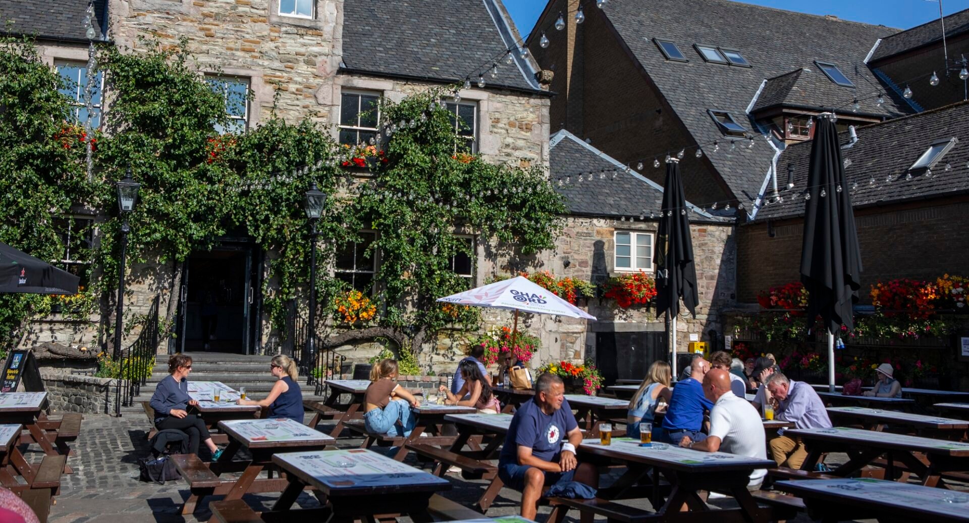 Peartree beer garden people sitting out