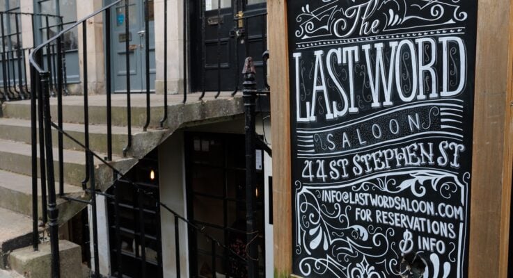 The Last Word Saloon sign outside front door