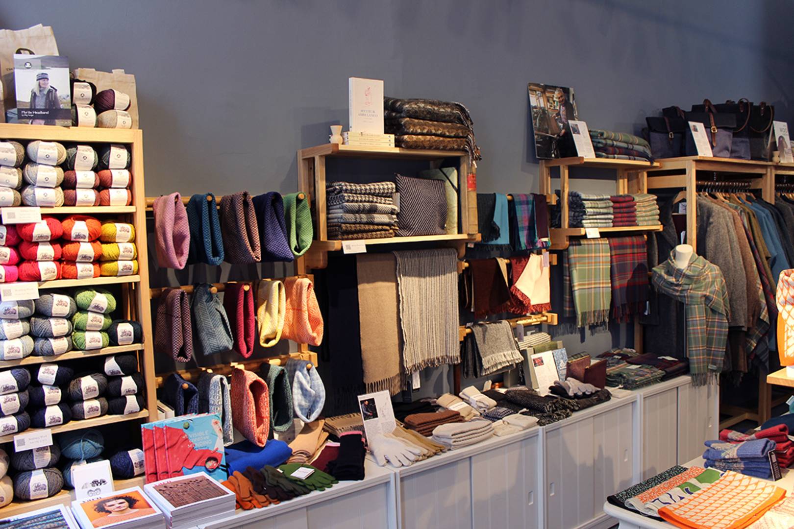 The interior of the Scottish Textiles Showcase shop on St Mary's Street, Scottish Textiles Showcase