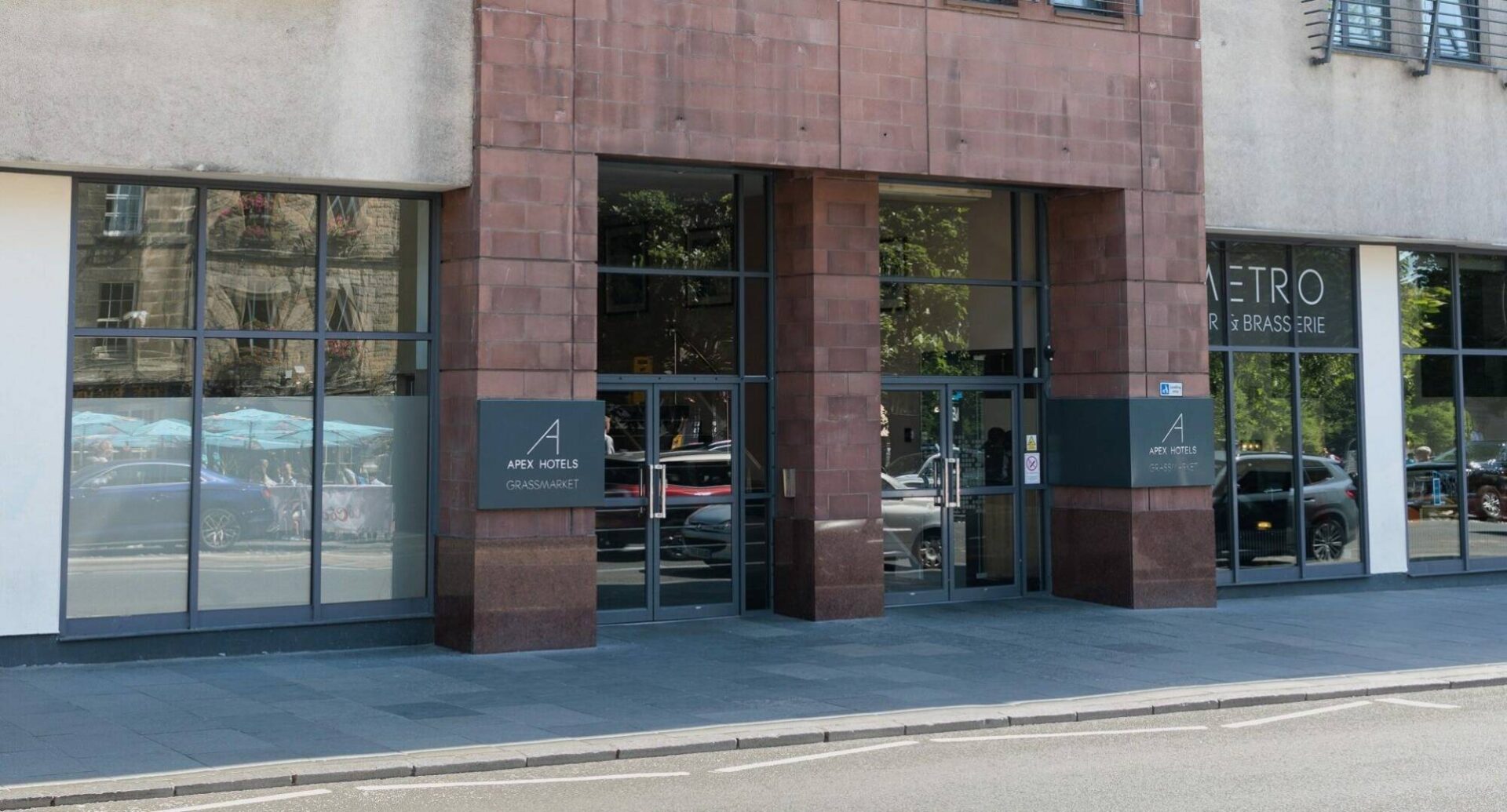 Image of entrance to hotel on the Grassmarket