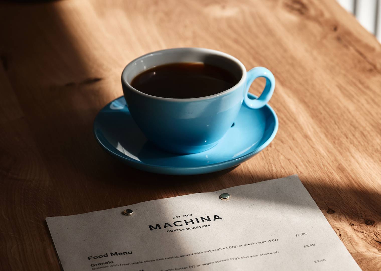 Machina Coffee with menu