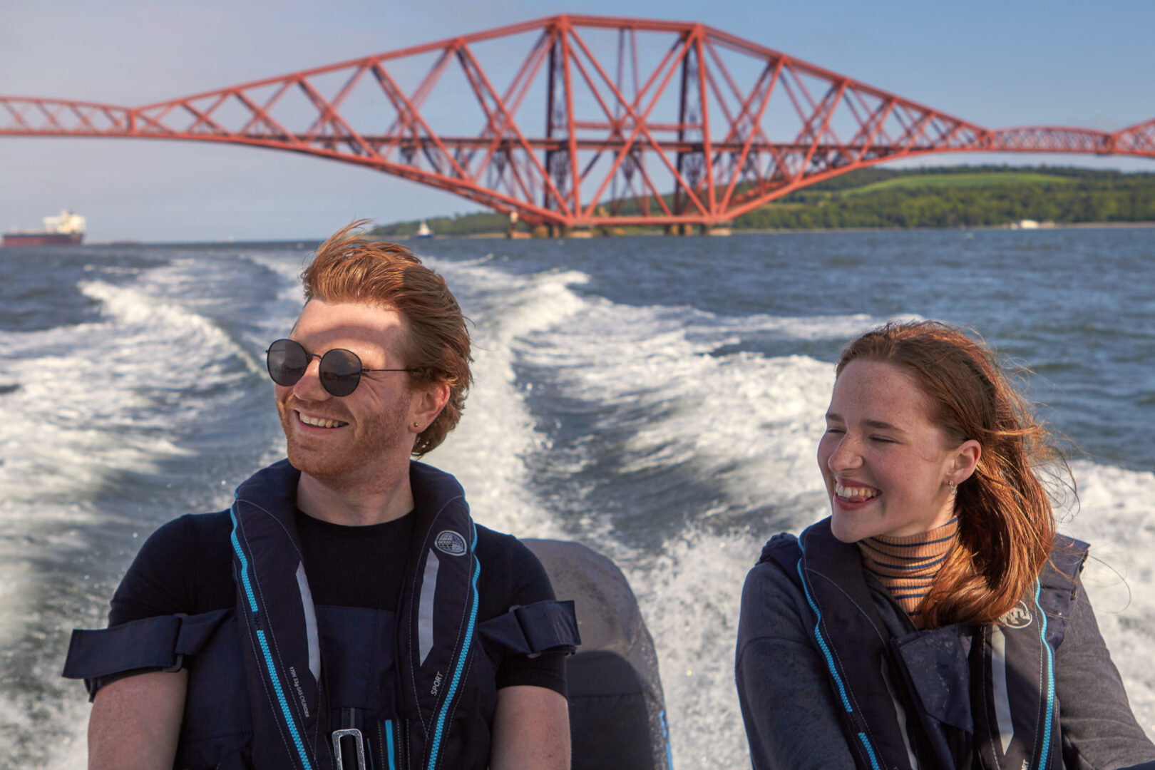 Young couple of Rib Experience in South Queensferry