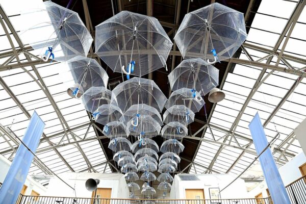 Image of umbrella roof display at Out of the Blue Drill Hall ,© Out of the Blue Arts and Education Trust
