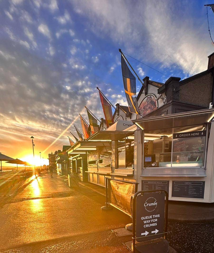Sunset image of food stalls at Noble Leisure Company