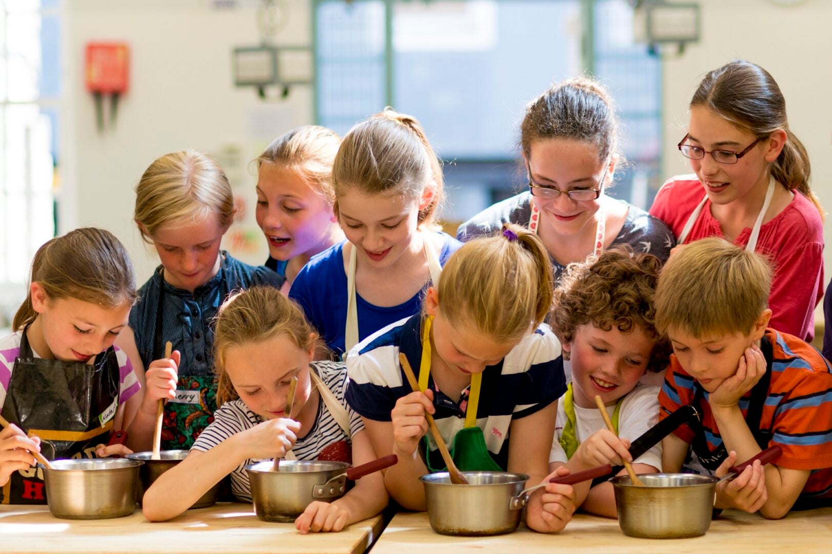 Children taking place in Cooking class at Edinburgh New Town Cookery School