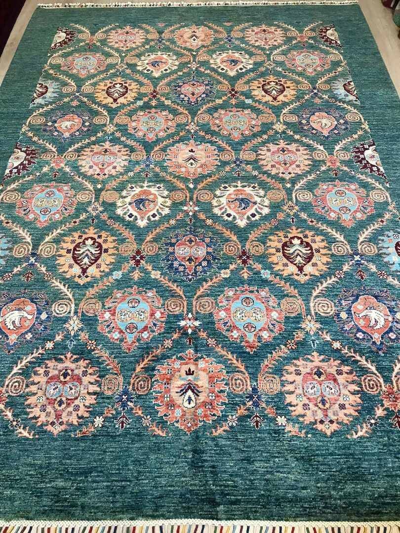 Turquoise patterned rug