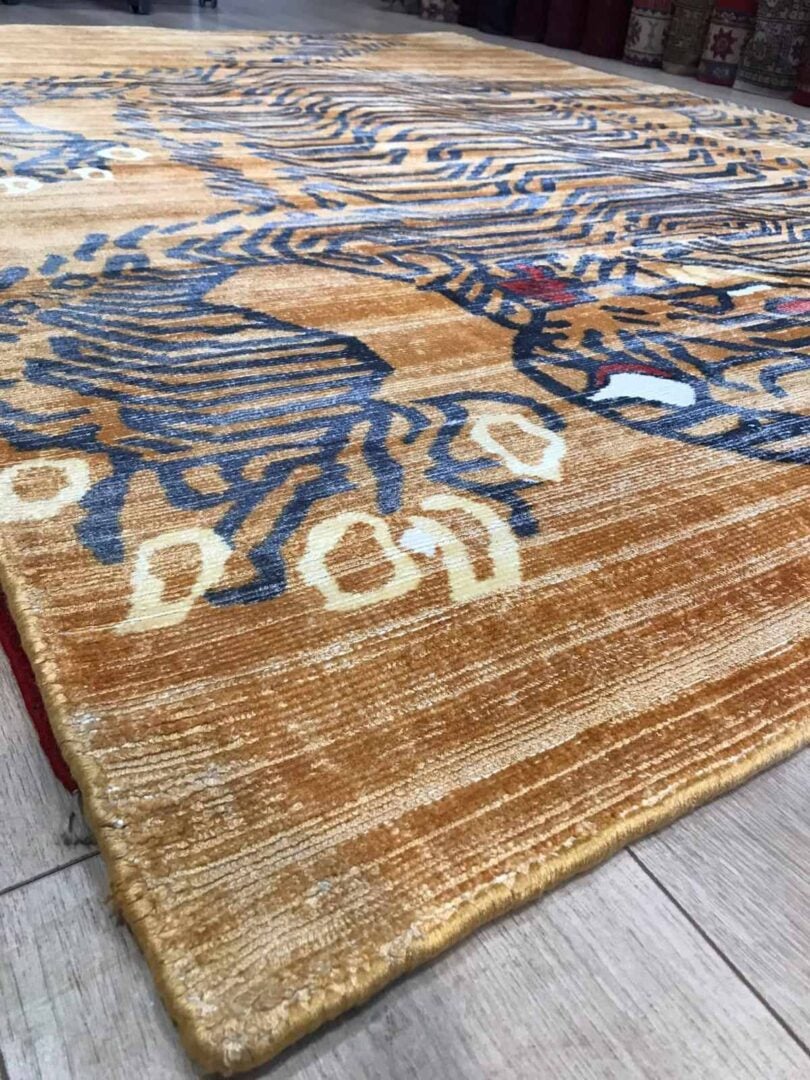 Close-up of tiger-printed rug