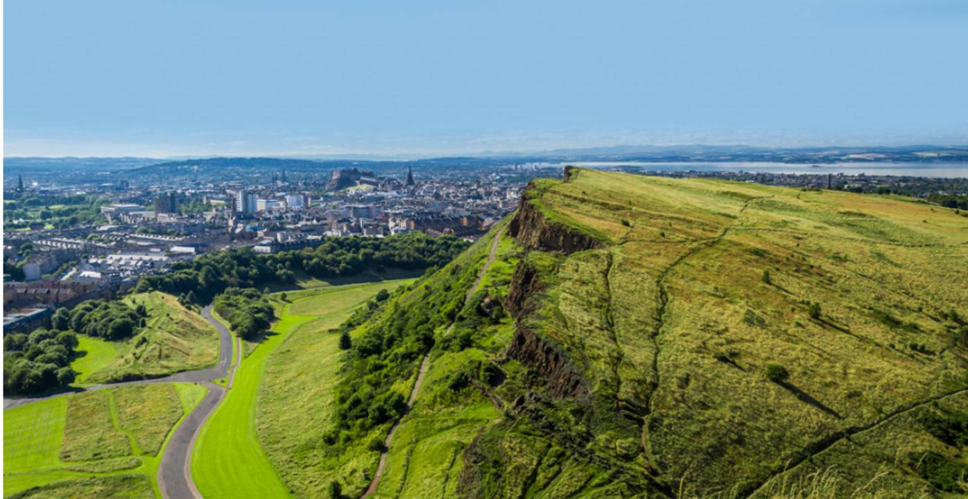 Arthur's Seat with Edinburgh building's in background