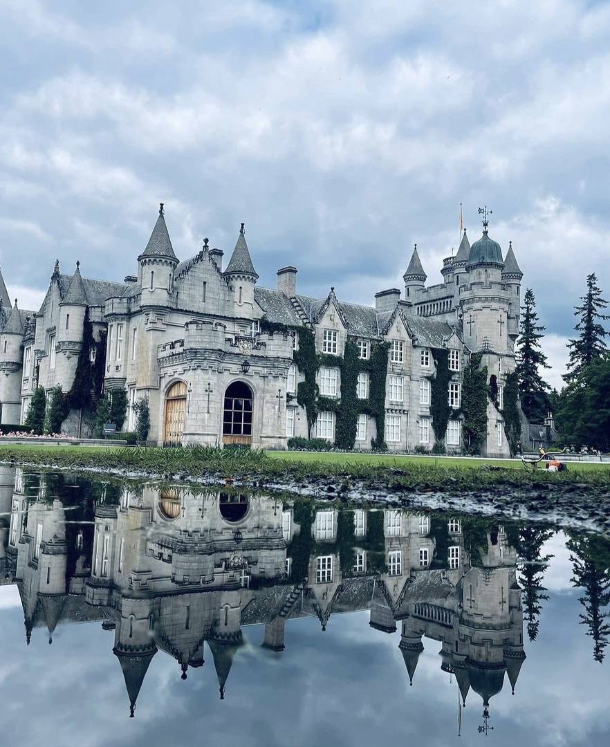 Balmoral Castle with cloudy skies