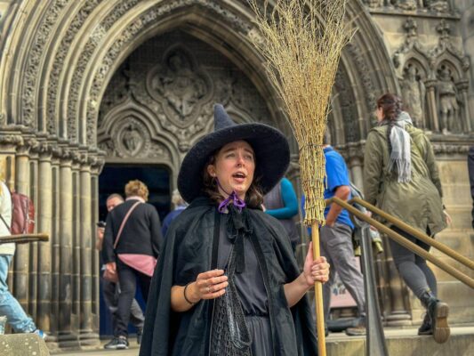 Tour guide dressed as a witch