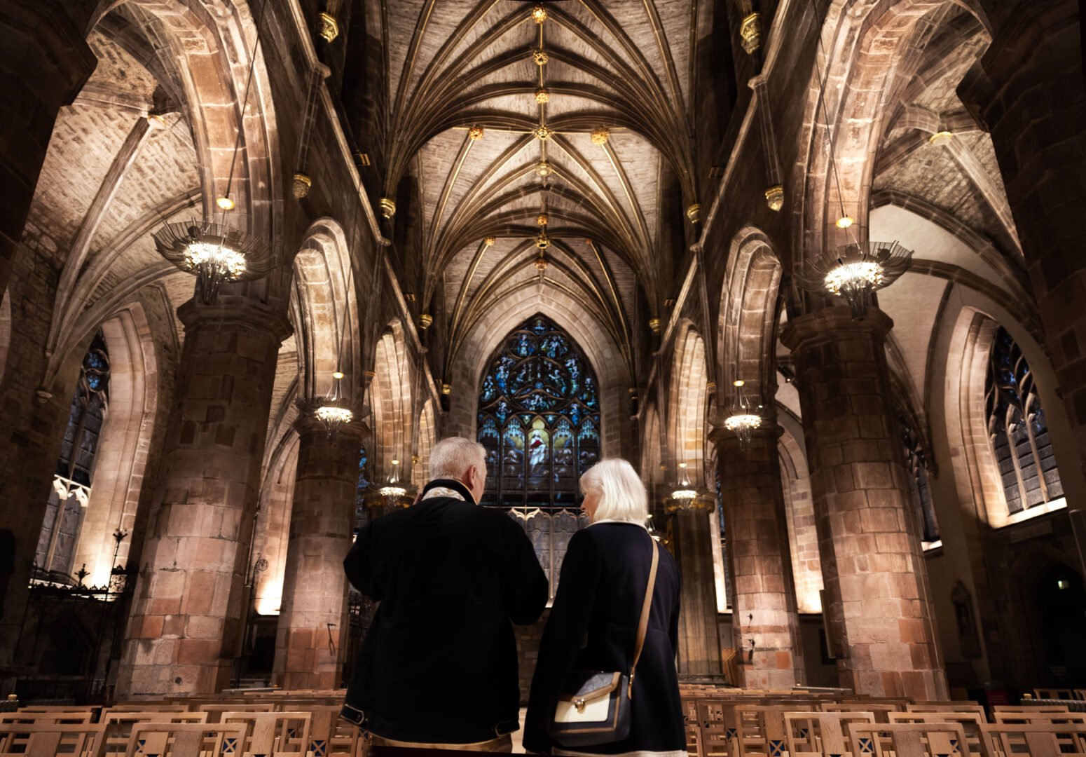 St Giles' Cathedral - couple standing admiring the architecture