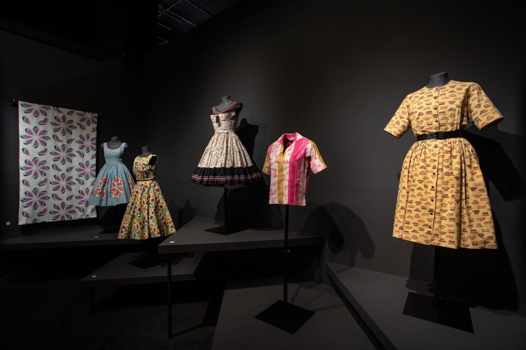 Andy Warhol Dresses and Shirt on display at Dovecot Studios