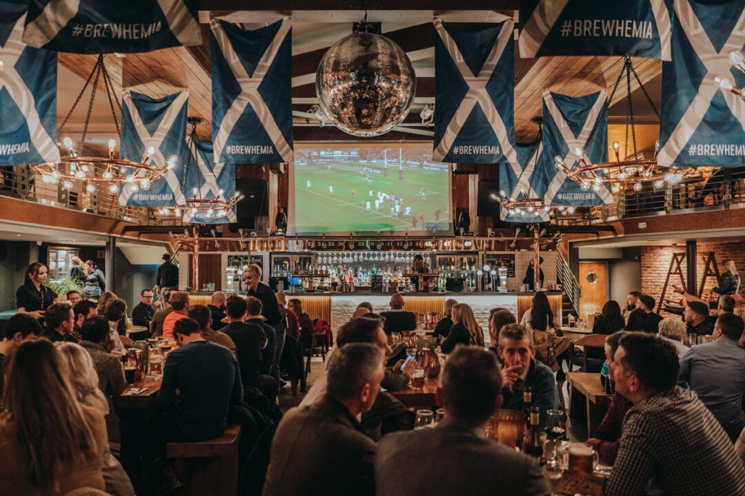 Cozy image of rugby dining night at Brewhemia