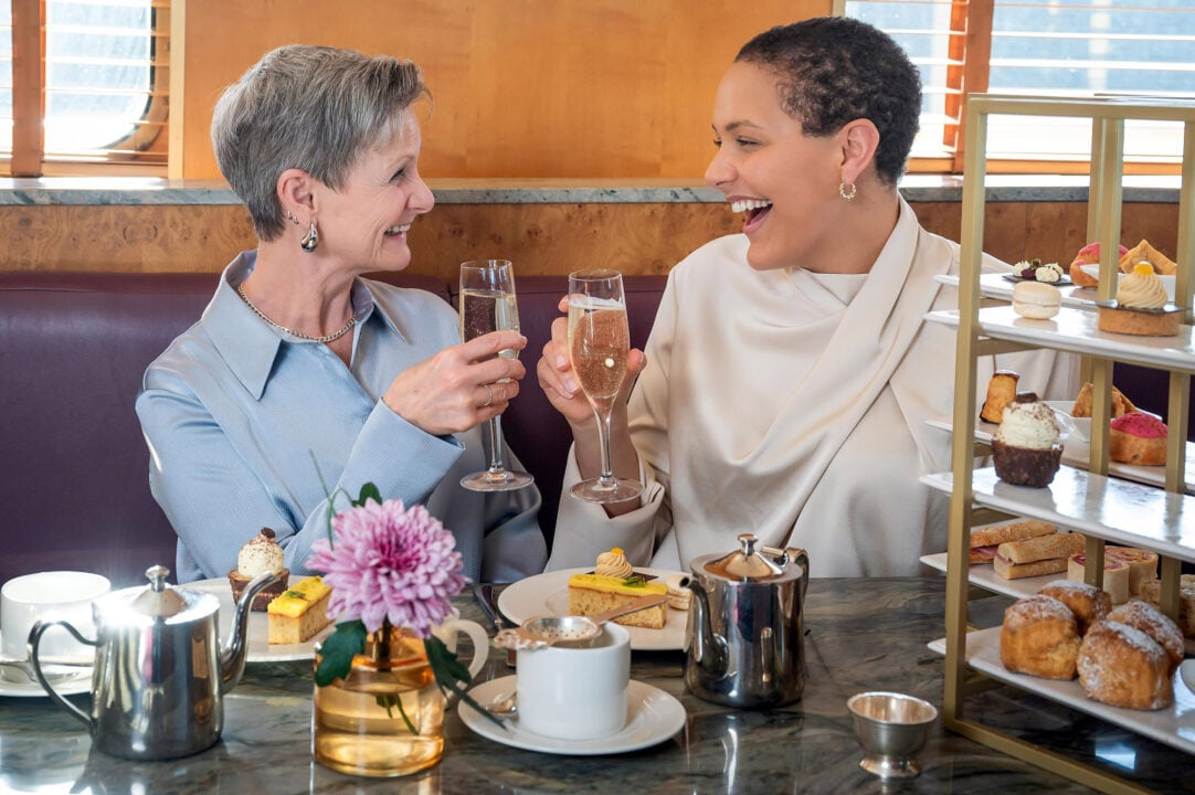 2 ladies enjoying food at the Lighthouse Restaurant on Fingal