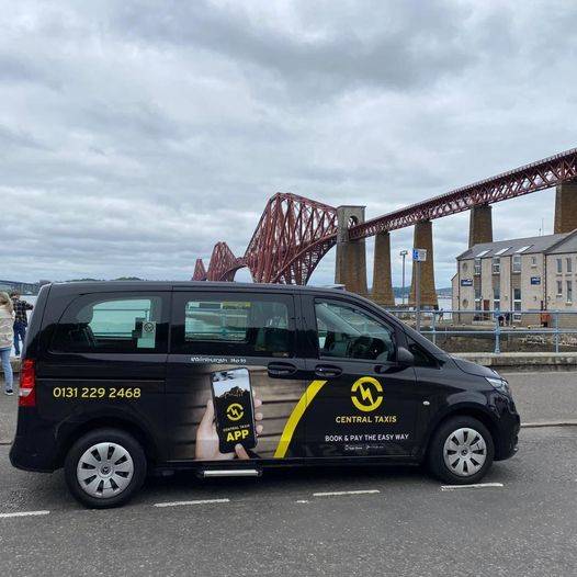 Central Taxi in front of Forth Rail Bridge, Central Taxis