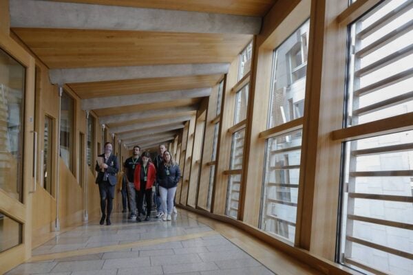 Tour group at the Scottish Parliament