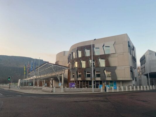 Morning sun on the Scottish Parliament