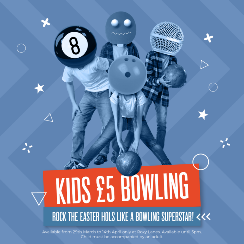 Poster for kids bowling at Roxy Lanes