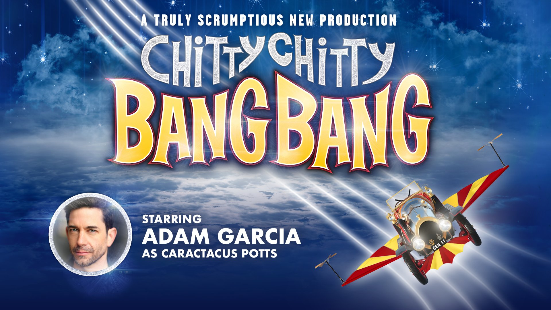 POster to advertise Chitty Chitty Bang Bang at teh Playhouse in May 2024