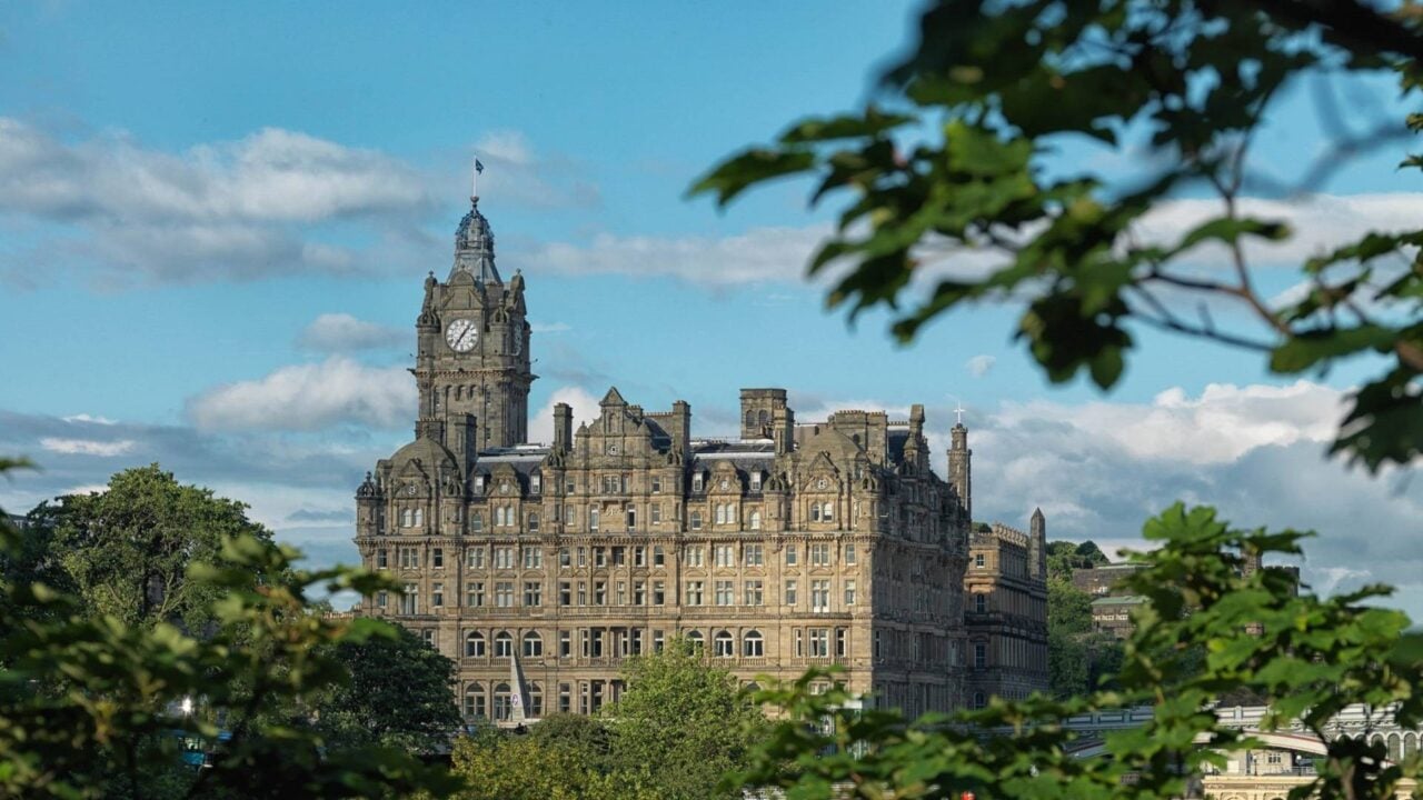 Exterior of Balmoral Hotel from Princes Street Gardens