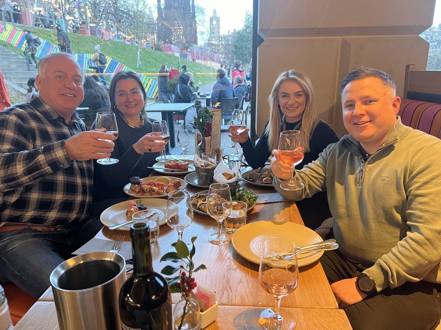 A tour group on the Scottish Food, Wine and Whisky Tasting Tour