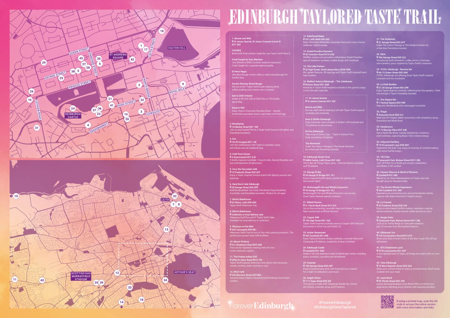 Poster of Map and Business involved in a Taylored Taste Trail