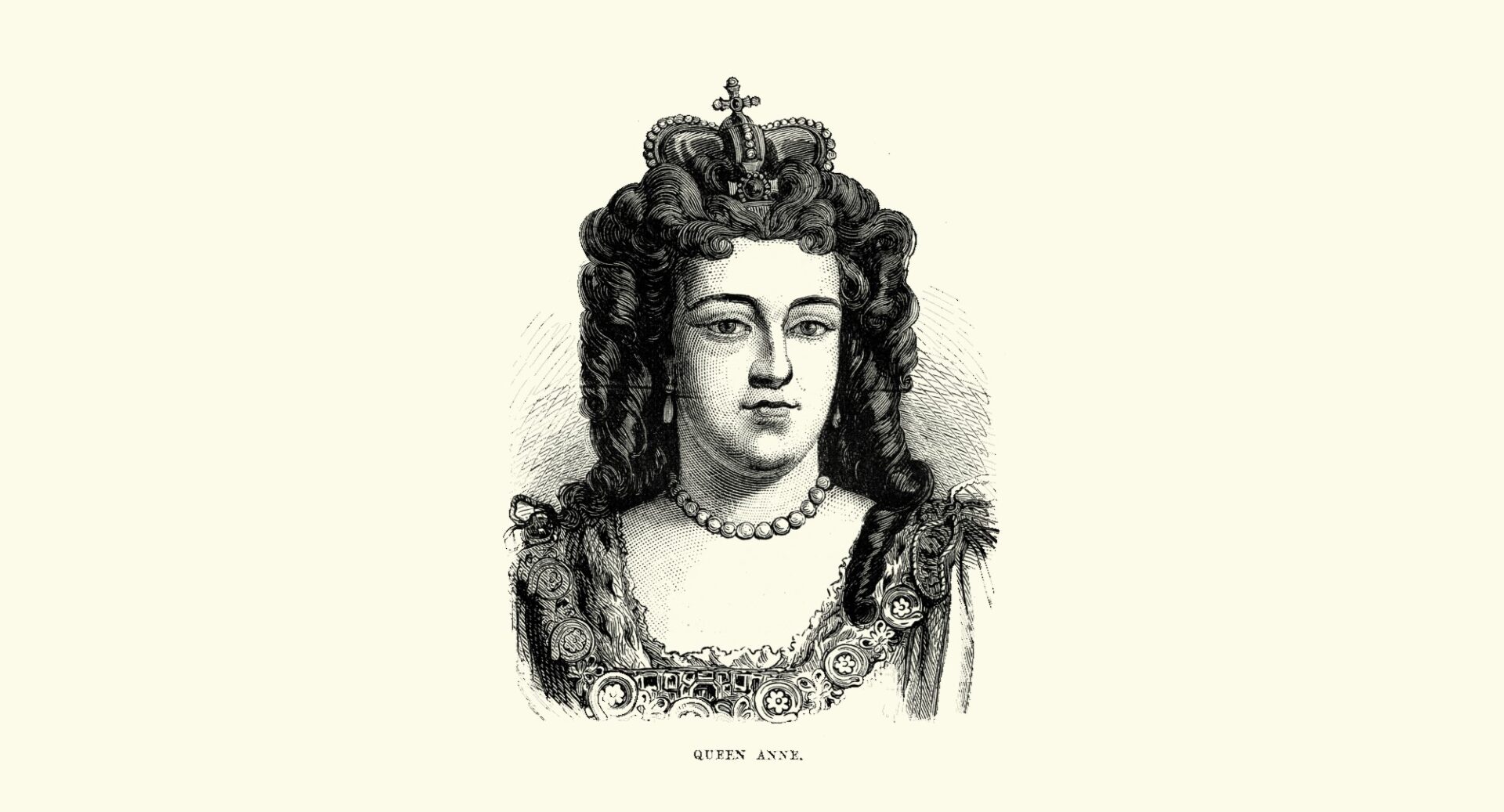 An etching of Queen Anne