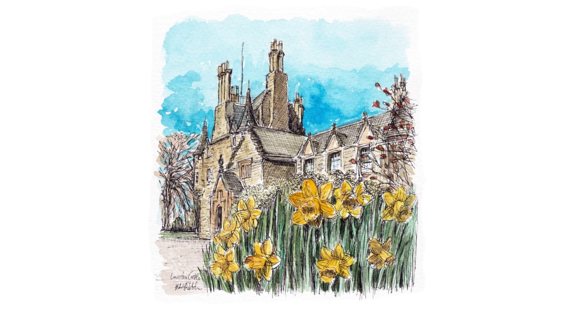Drawing of Lauriston Castle by Edinburgh Sketcher