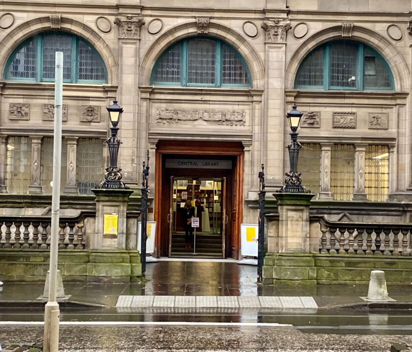 An external shot of the central library in Edinburgh Scotland