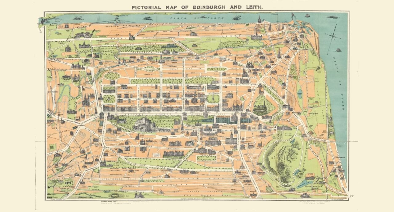 Pictorial map of Edinburgh and Leith from 1934