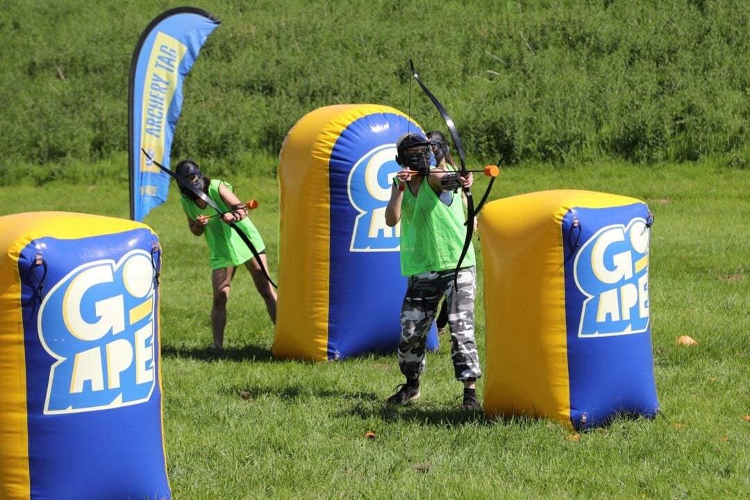 People taking part in Archery Tag at Go Ape