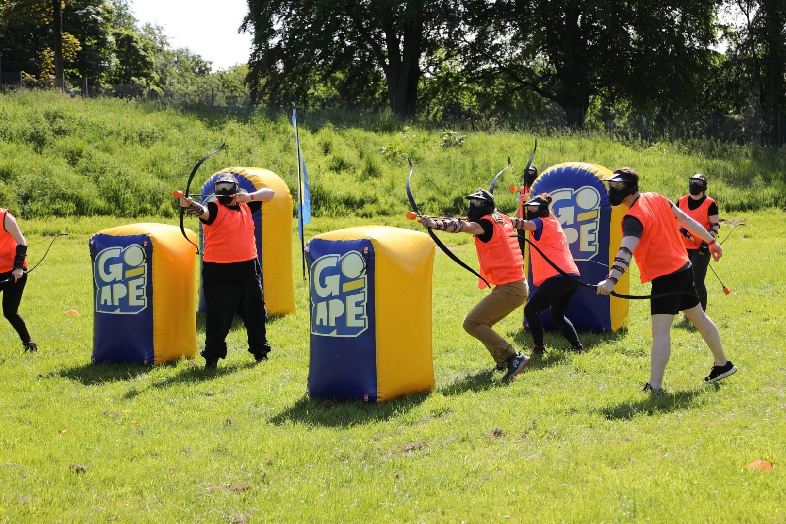 People taking part in Archery Tag at Go Ape