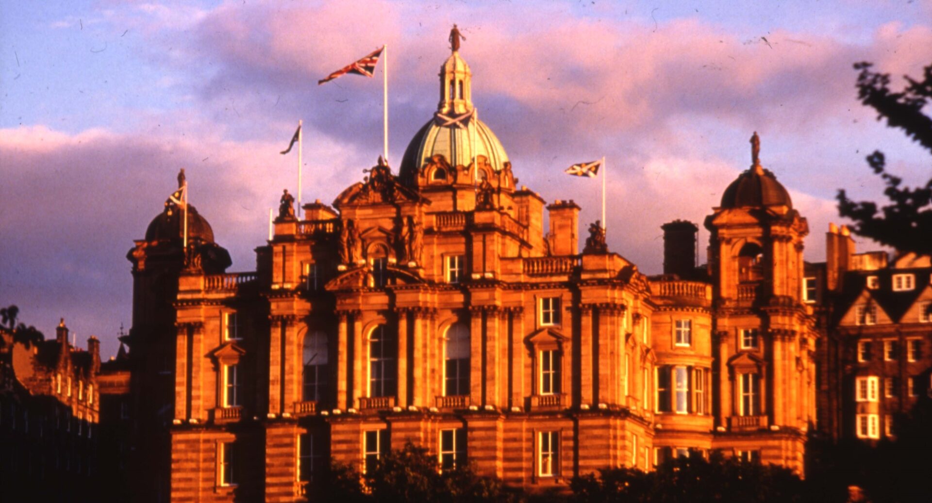 The Bank of Scotland Head Office in the evening from the north