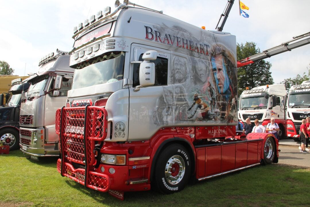 A Truck with Braveheart decoration at Truckfest