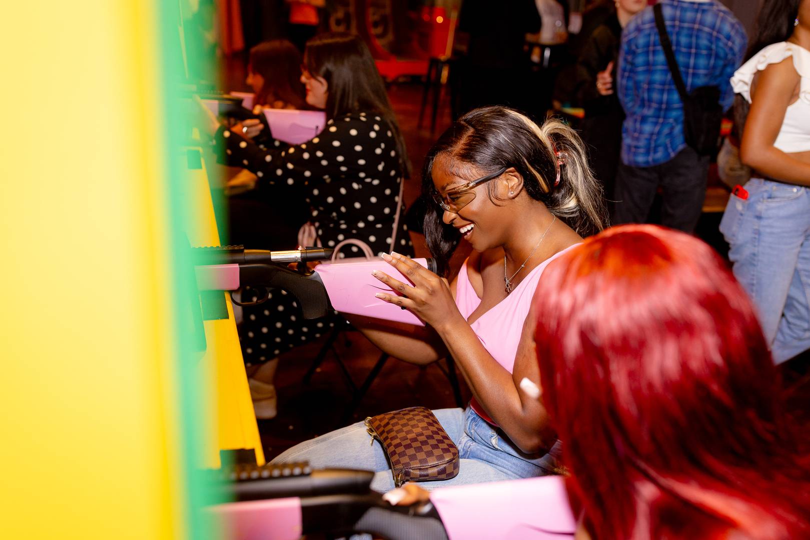 Lady playing Fairground game at Fayre Play