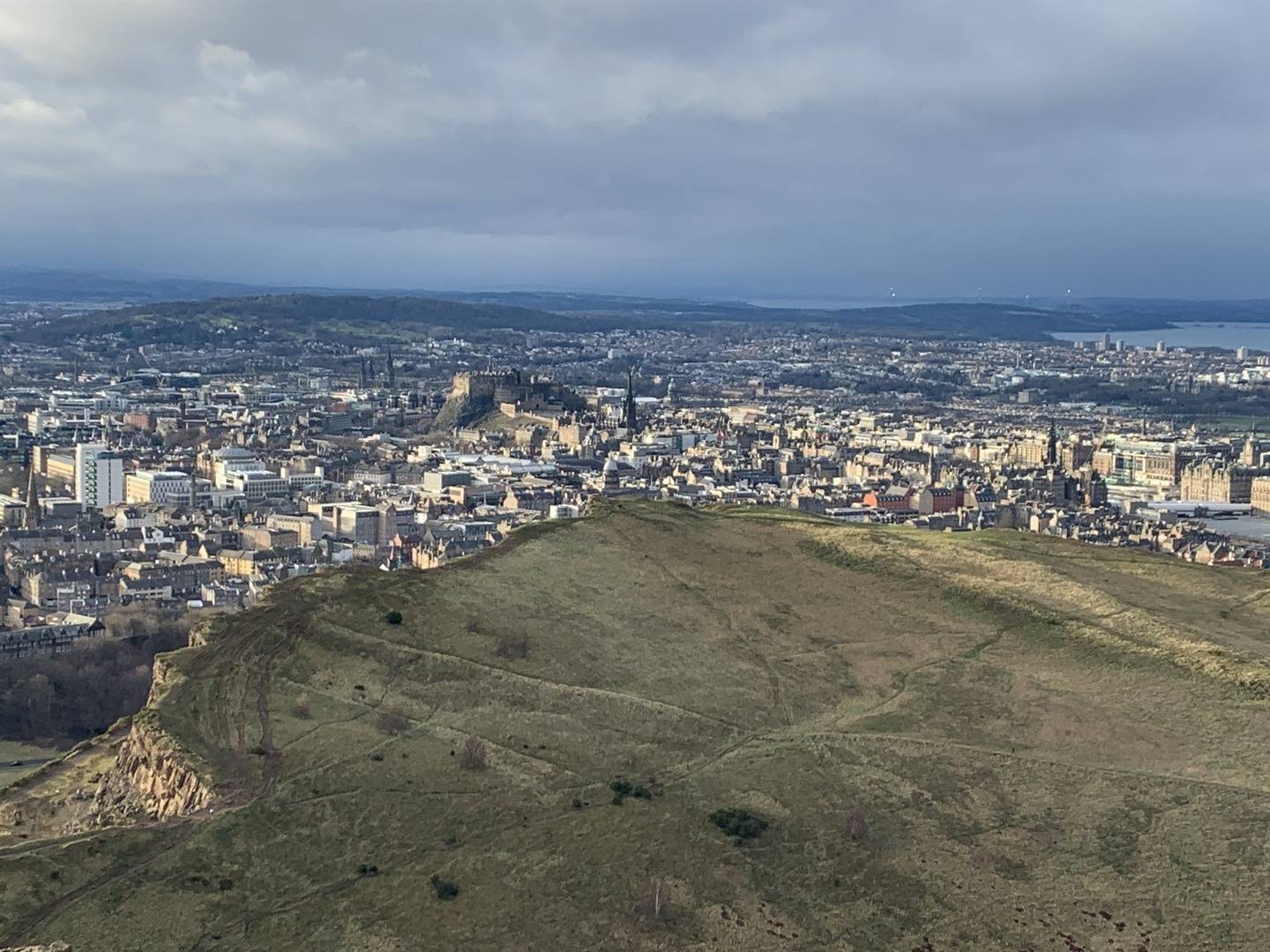 Salisbury Crags and Edinburgh City Centre (as seen from Arthur's Seat)