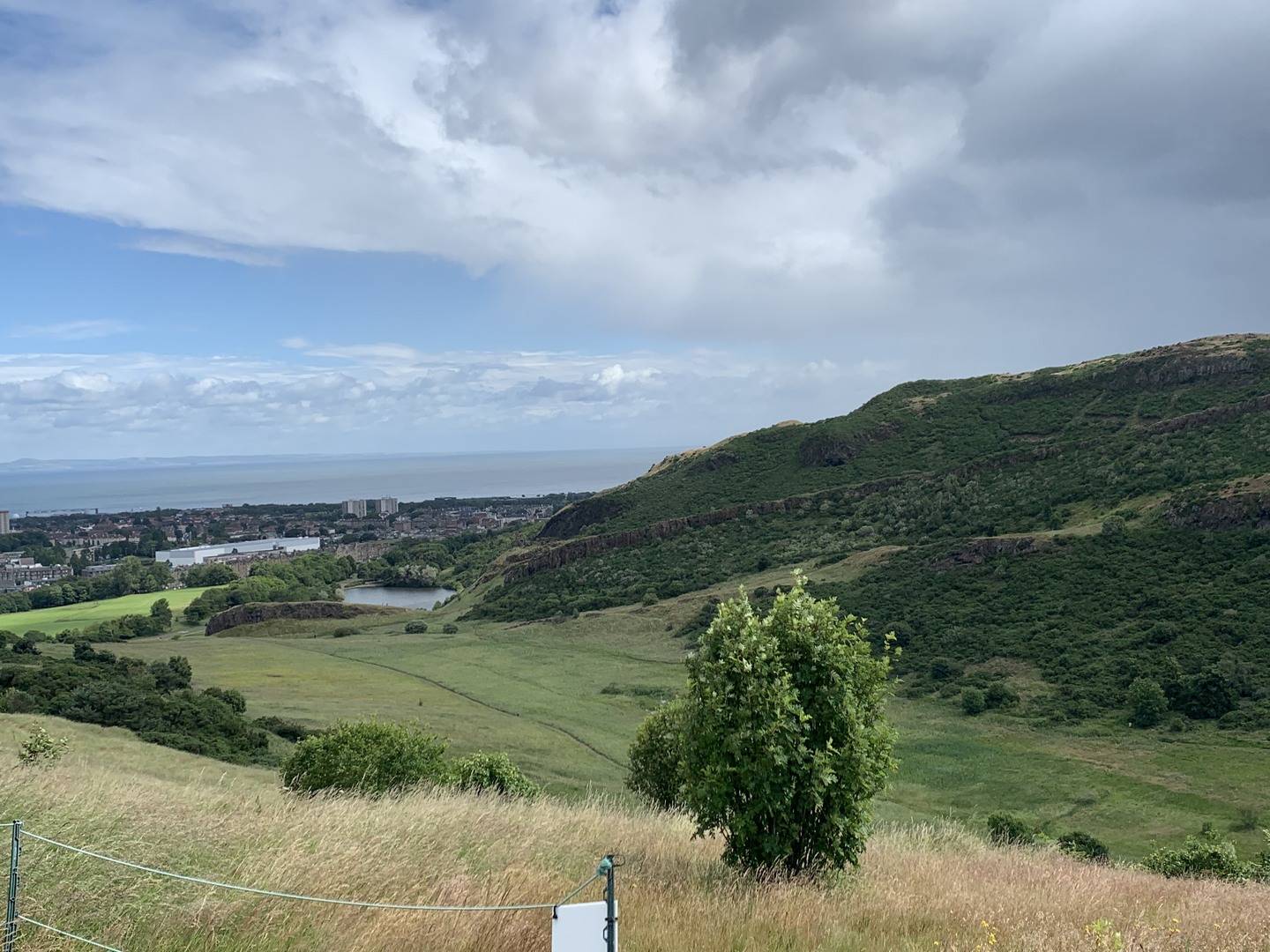 Looking out from Salisbury Crags to the coast