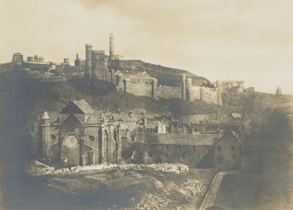 View of Trinity Church in old Edinburgh.