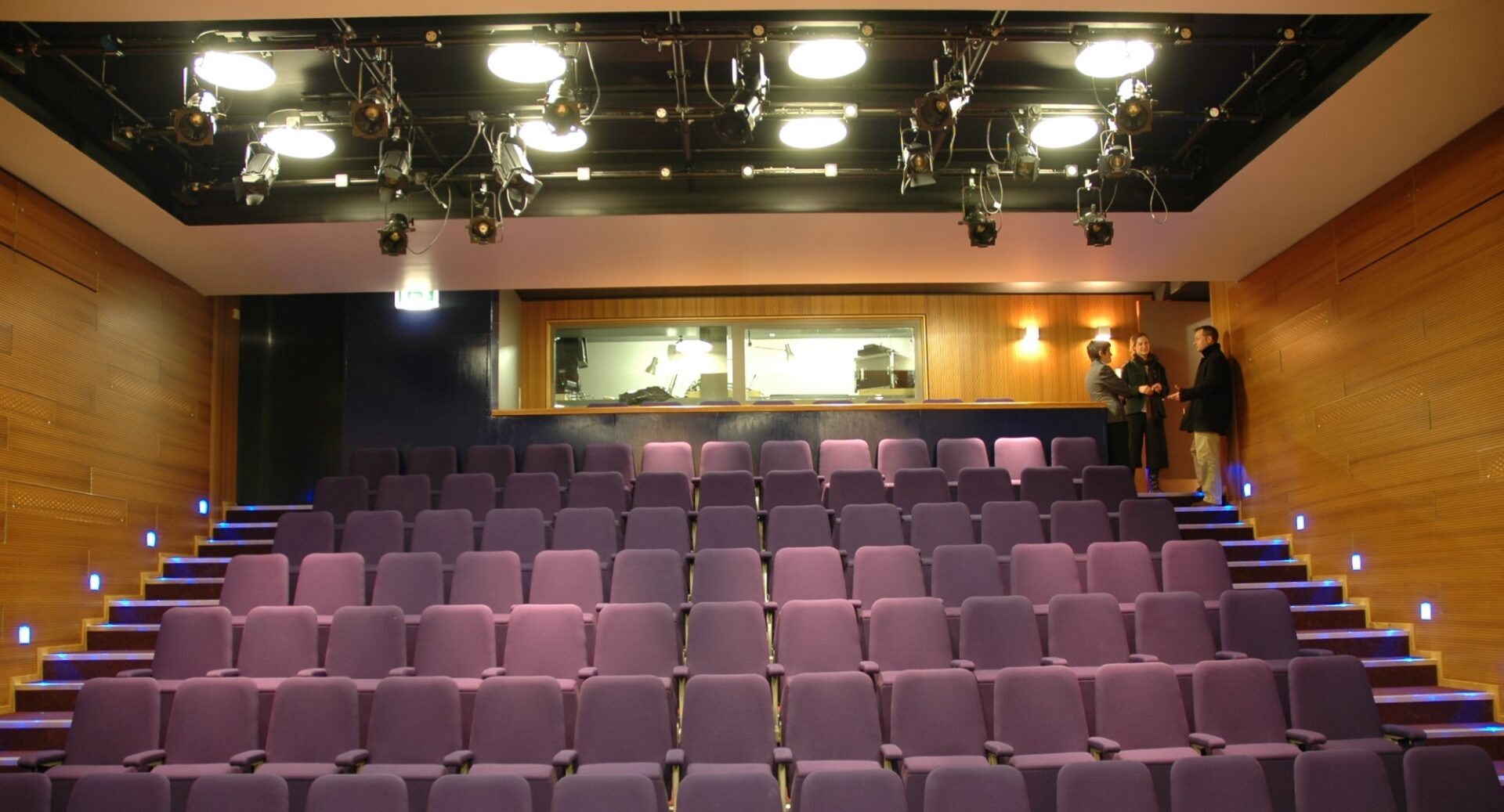 The view from the stage to where the audience sits in an empty theatre