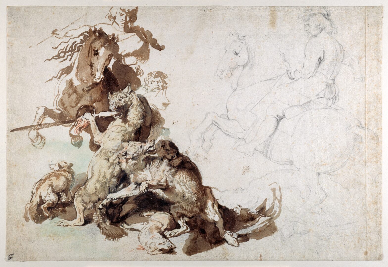 the picture of Sir Anthony van Dyck, A Wolf and Fox Hunt.