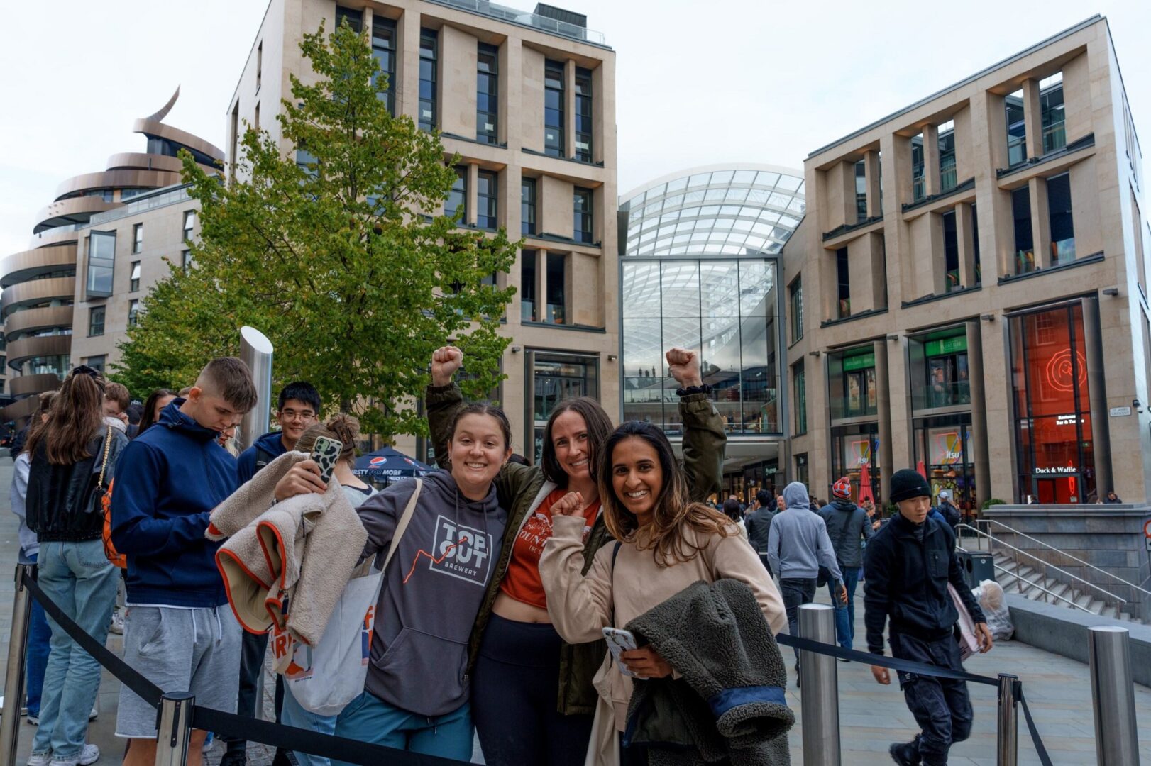 Students outside the St James Qtr