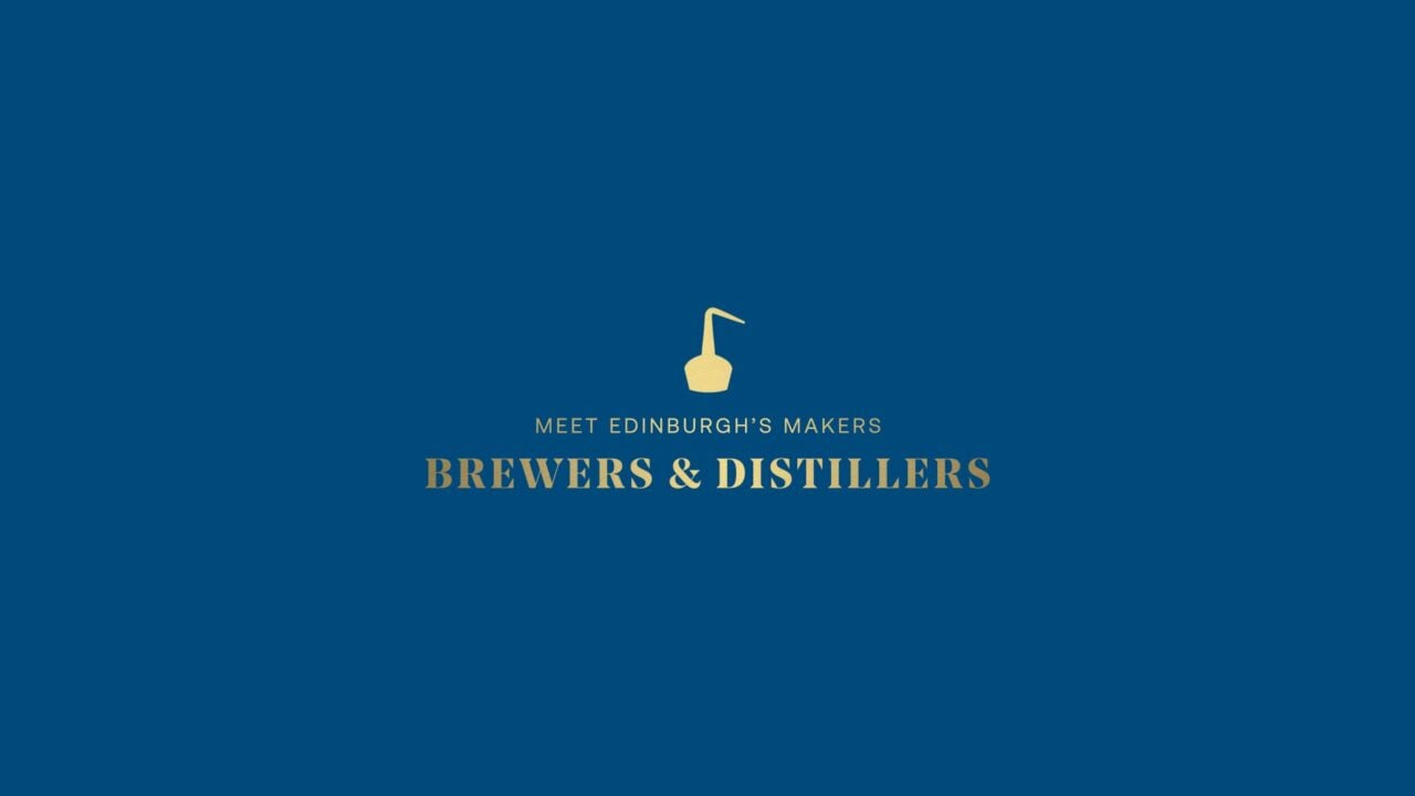 Blue background with Brewers and Distillers written in gold